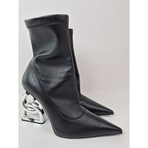 Dolce & Gabbana Stivaletto DG Logo Heel Ankle Booties Boots Black Size 38.5